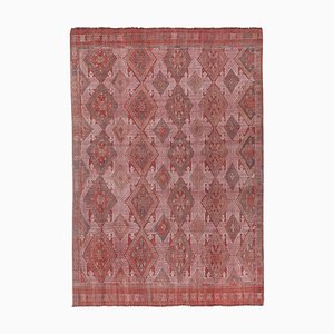 Classic Handwoven Pastel Pale Diamond Pattern Turkish Kilim Rug