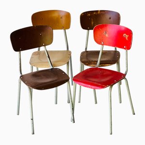 Vintage School Chairs, Set of 4