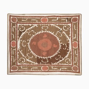 Vintage Faded Tan Suzani Hanging Tapestry, 1970s