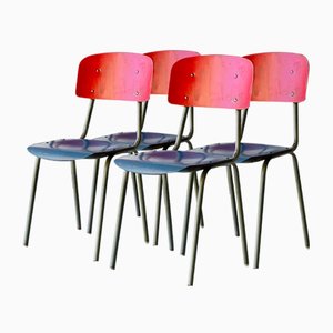 Vintage School Chairs, 1970s, Set of 4