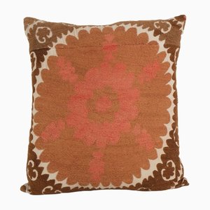 Vintage Neutral Brown Suzani Cushion Cover