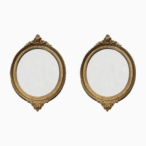 Goldfarbene Oval Spiegel, 2er Set