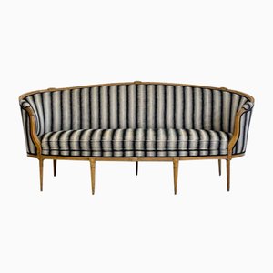 Gustavian Style Sofa with Black and White Striped Upholstery, 1890s