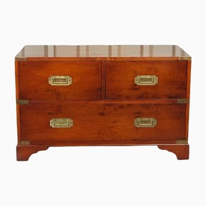 Vintage Burr Yew Wood Military Campaign Chest of Drawers by Harrods for Kennedy