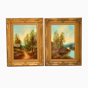 George Jennings, Victorian Paintings, Oil on Canvas, Framed, Set of 2