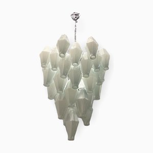 Lámpara de araña de cristal de Murano blanco, años 70