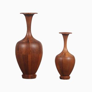Wooden Vases by De Coene, Belgium, 1960s, Set of 2