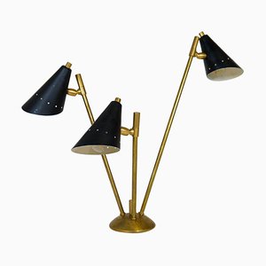 Sculpture Italian Modern Brass and Metal Table Lamp in the style of Stilnovo, 1980s
