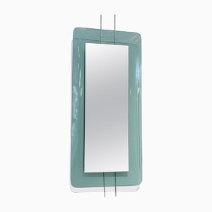 Espejo rectangular azul claro atribuido a Max Ingrand para Fontana Arte, Italia, años 50