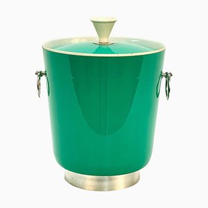 Mid-Century Italian Emerald Green Plastic Ice Bucket with Aluminium Handles, 1960s