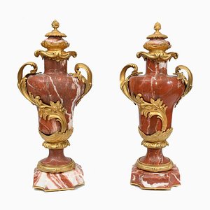 French Empire Urns in Marble, Set of 2