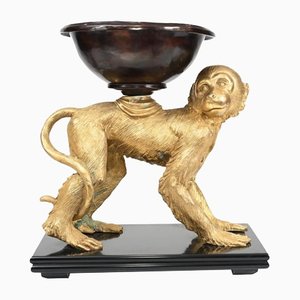 Gilt Monkey Urn Statue with Casting Ape Bowl