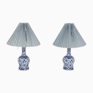 Large Table Lamps in Antique Dutch Delft, 18th Century, Set of 2