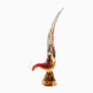 Large Exotic Bird Sculpture in Mouth Blown Murano Art Glass, 1960s