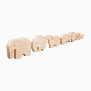 Travertine Zoo of Elephants, Fish and Camel by Fratelli Mannelli, Set of 7