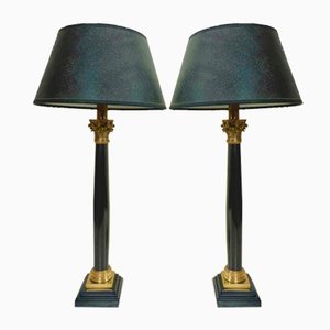 Empire Marble Base Table Lamps from Kullmann, 1970s, Set of 2