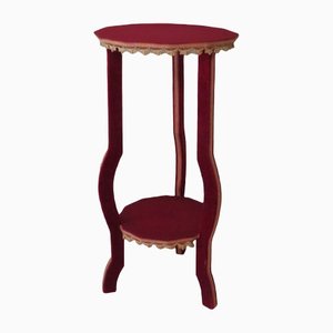Vintage Bohemian Side Table with Velvet Upholstery, Italy, 1950-1960