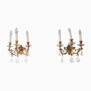 French Sconces in Crystal, 1800s, Set of 2