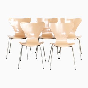 Sedie nr. 3107 di Arne Jacobsen per Fritz Hansen, anni '60, set di 5