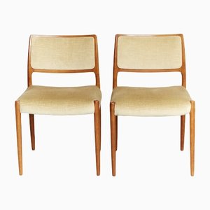 Sedia nr. 80 in teak di Niels Otto (NO) Møller per JL Møllers, anni '70, set di 2