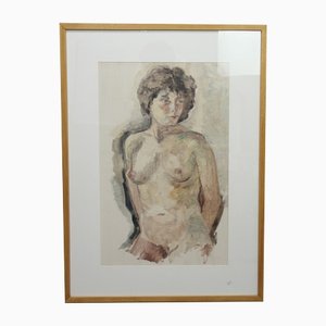 Desnudo femenino, años 90, acrílico sobre papel