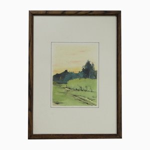 Marc Van Schil, Paysage, 1960s, Aquarelle, Encadré