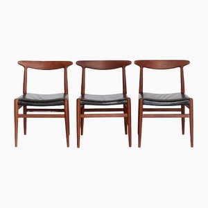 Chaise de Salle à Manger W2 par Hans J. Wegner pour CMMadsen, 1950s, Set de 3