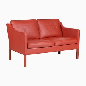 2322 Sofa aus rotem Leder von Børge Mogensen für Fredericia Stolefabrik, 1995