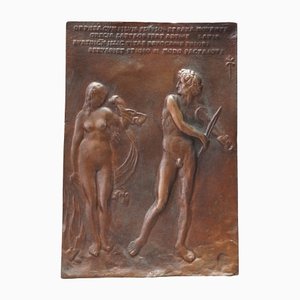 Bronze Relief Depicting Orpheus with Nude in Bronze, 1964