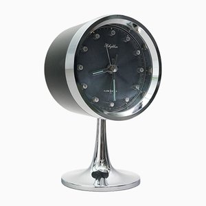 Reloj de mesa despertador era espacial vintage de cromo