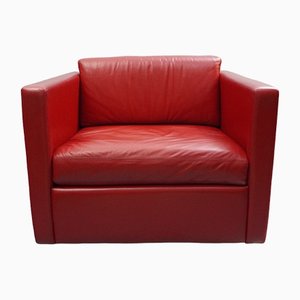 Red Leather 1051 Club Armchair by Charles Pfister from Knoll Inc. / Knoll International, 2000