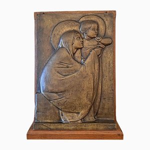 Georges Mathey, Large Bas Relief, 1912, Bronze & Oak