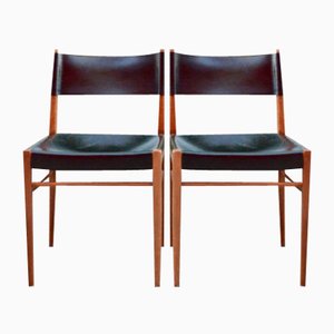 Mid-Century Model 3024 Leather Dining Chairs by Helmut Magg for Deutsche Werkstatten, 1957, Set of 2