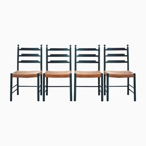 Chaises de Salle à Manger Mid-Century en Cuir Végétal Cognac, Finlande, 1950s, Set de 4