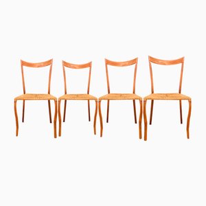 Vintage Chairs in Wood, 1960s, Set of 4