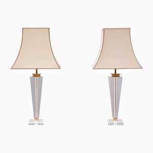 Hollywood Regency Acrylic Glass Table Lamps, France, 1970s, Set of 2