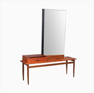 Large Mid-Century Danish Dressing Table in Teak with Drawer and Mirror, 1960s