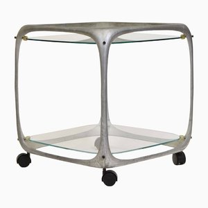 Italienischer Cube Servierwagen aus Aluminium von Burchiellaro Lorenzo, 1970er