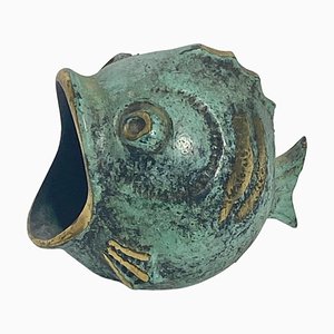 Animal Sculpture Ashtray in Patinated Brass by Walter Bosse, 1960s