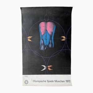 Affiche Originale des Jeux Olympiques de Munich 1972 attribuée à Poul Wunderlich