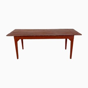 Mesa de comedor rústica francesa antigua en rojo sangre