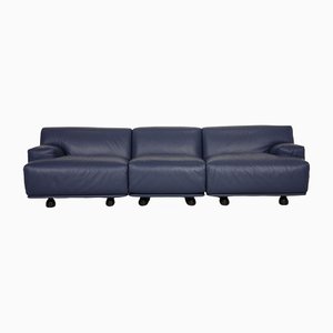 Fiandra Three-Seater Sofa in Blue Leather from Cassina