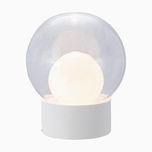 Kleine transparente Boule Tischlampe aus weißem Opalglas von Pulpo