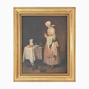 After Jean Siméon Chardin, The Attentive Nurse, Oil on Canvas, 20th Century, Canvas