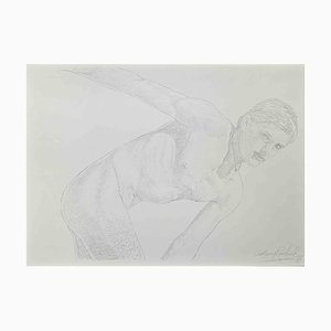 Anthony Roaland, desnudo, dibujo a lápiz original, años 90