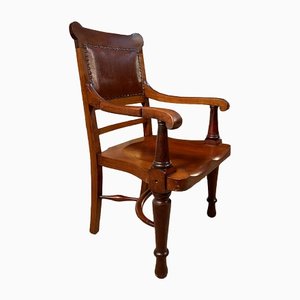 Antique English Walnut Library Clerk's Desk Chair, 1890