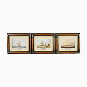 Ships at Sea, 20th Century, Engravings, Framed, Set of 3