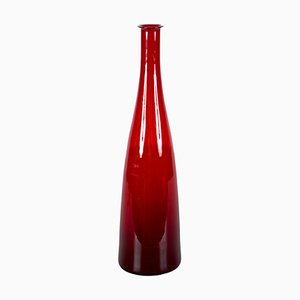 Mid-Century Modern Smoked Ruby Red Blown Murano Glass Bottle, Italy, 1970s