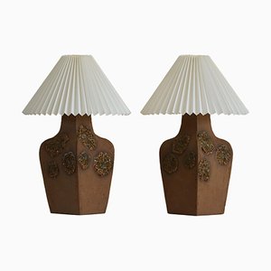 Mid-Century Danish Modern Brutalist Ceramic Table Lamps, 1960s / 70s, Set of 2