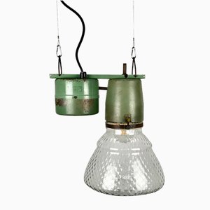 Lampada industriale in vetro di Veb Leuchtenbau, Lipsia